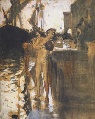 John Singer Sargent Two Nude Bathers Standing on a Wharf (mk18)